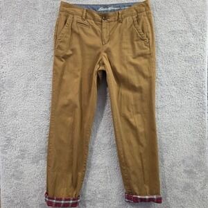 Eddie Bauer Women's Flannel-Lined Legendwash Chinos Sz 8 Winter Snow Hiking